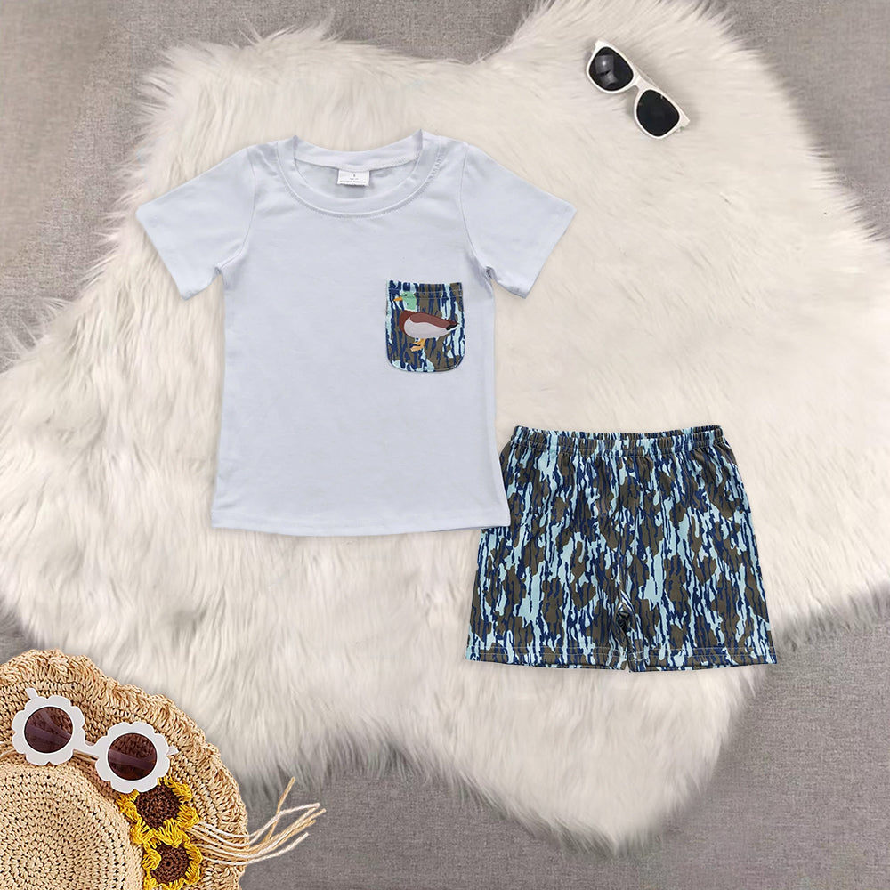 RTS NO MOQ baby boy clothes duck short-sleeved shorts suit & short-sleeved sets