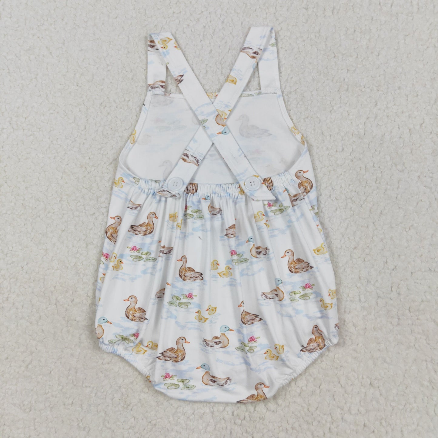 RTS NO MOQ SR3029 White vest bodysuit with duck lotus leaf