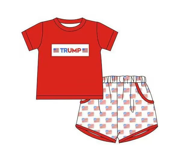 Deadline August 13 custom no moq Red short-sleeved shorts suit
