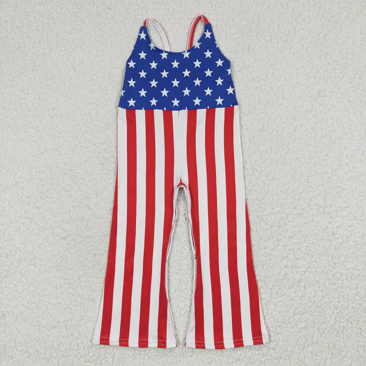 RTS Baby girls clothes 4th of july suspender jumpsuit