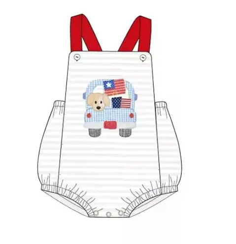 5.10custom each style moq 5eta 4-5week Sibling Sister dog on the car prints red boys and girls outfits and baby romper match family design