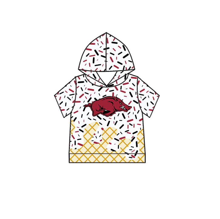 Custom summer teams baby girls clothes team white hooded long sleeve tops and short sleeve top and dress and pants and shorts-25.5.27