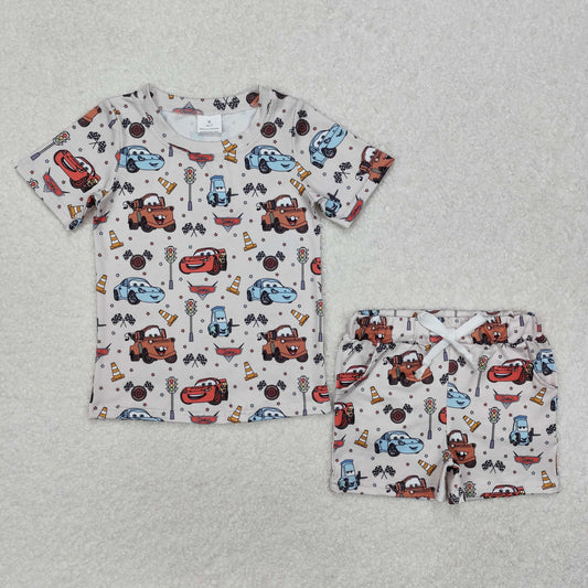 RTS NO MOQ ETA 5/7days Arrived BSSO1233 cars car roadblock pocket short sleeve shorts set