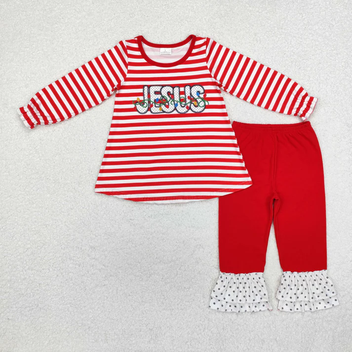 RTS NO MOQ Sibling baby girl clothes Christmas bow long sleeve pants Sets