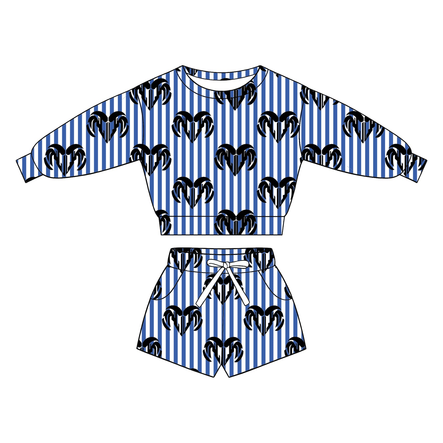 custom moq 5 mix size GSLP0102 Baby Stripe Long Sleeve Top Shorts Team Clothes Set