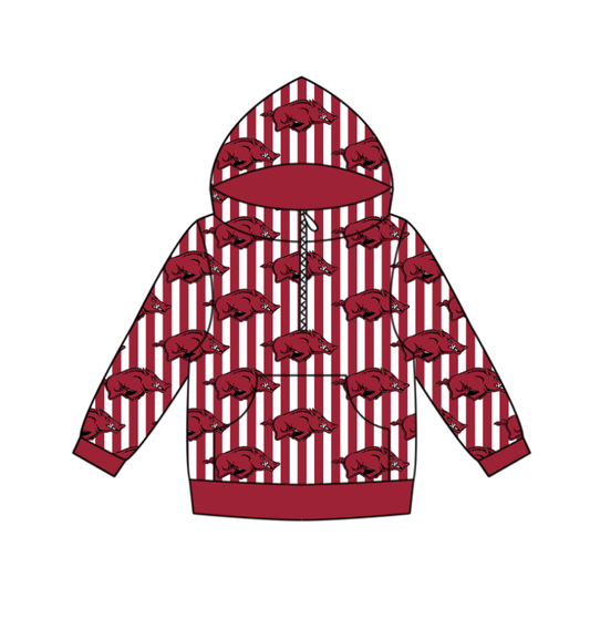 Custom moq 5 mix size milk silk summer team baby boy clothes dark red hooded long sleeve top-25.10.27
