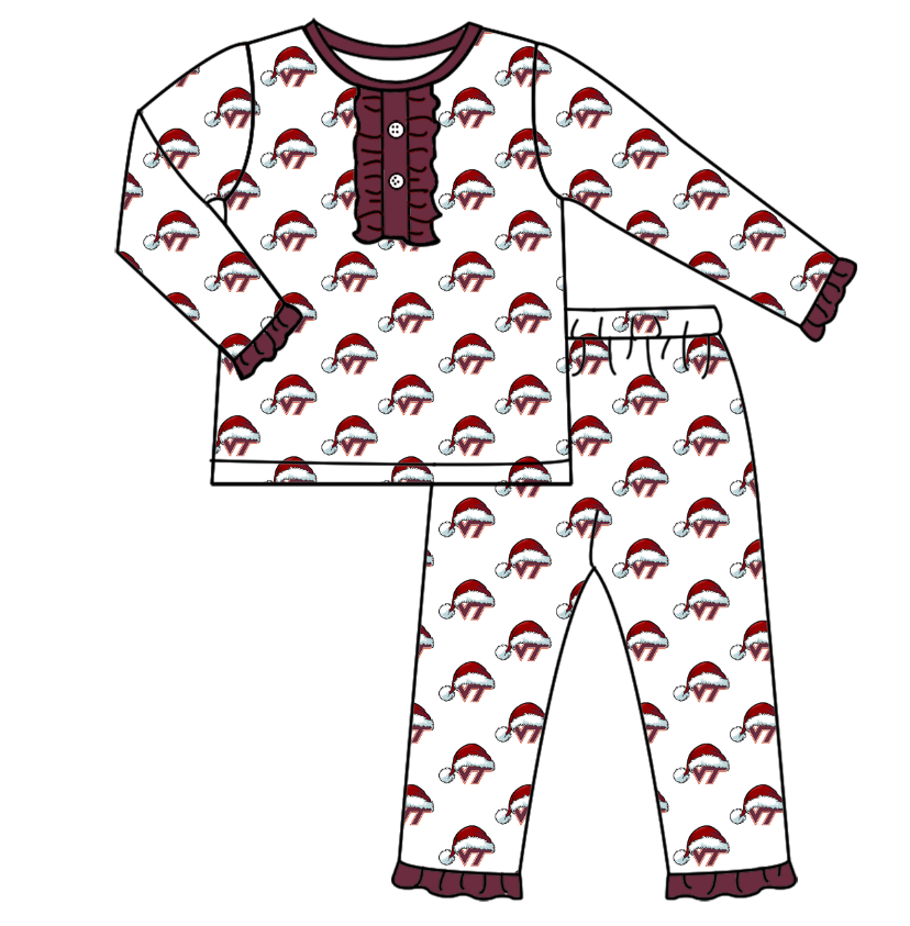 Custom moq 5 tat about 6-8 weeks Red letter team girls pajamas