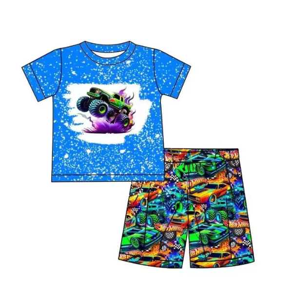 Deadline October 3 custom no moq eta 6-8weeks Blue SUV Polka Dot Short Sleeve - Cool Racing Pattern Shorts Set