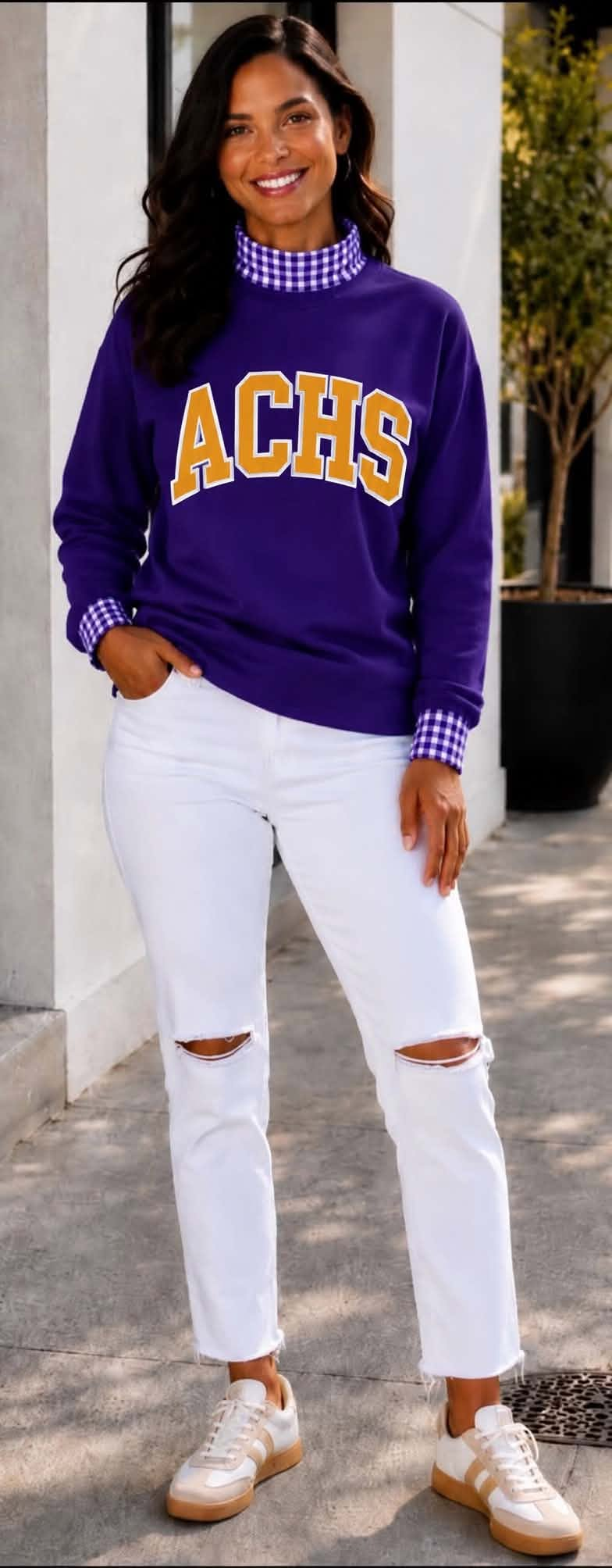custom moq 5 mix size AAFTBX0101 Adult High Neck Team Letter Print Sweatshirt Plaid Mock Neck Long Sleeve Pullover Tops