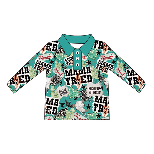 Custom moq 5 each style eta 6-7weeks baby boy clothes MAMA long sleeve top-25.8.15