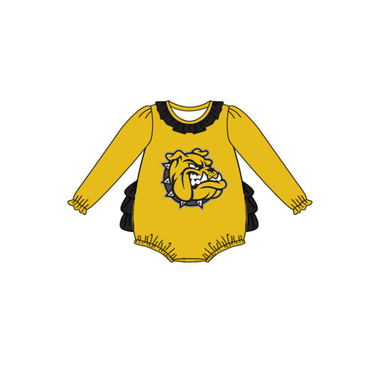 Custom moq 5 mix size milk silk baby girl clothes cute yellow long seeve romper-25.10.20