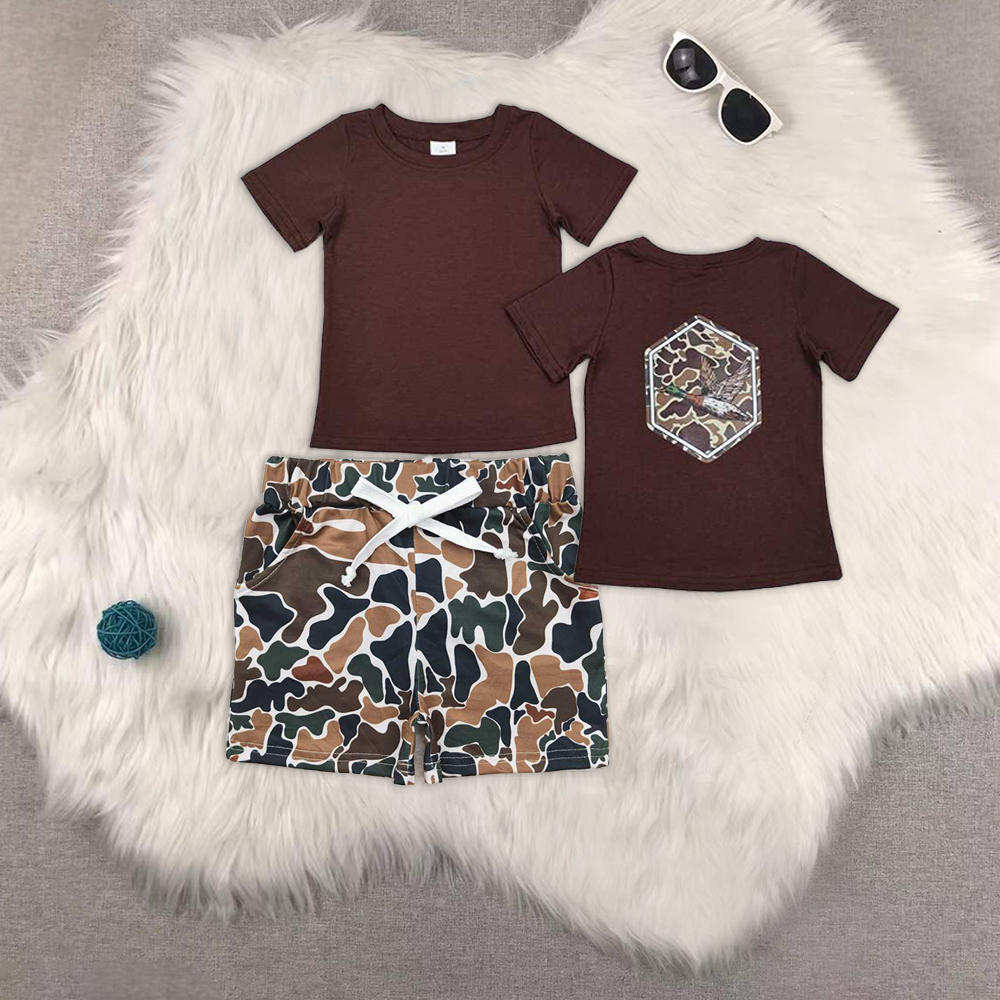 RTS NO MOQ HOT SELL baby boys clothes short sleeve Camouflage shorts set