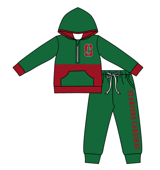 Custom moq 5 mix size eta 6-8weeks milk silk summer teams baby boy clothes green hooded long sleeve pants sets-25.10.27