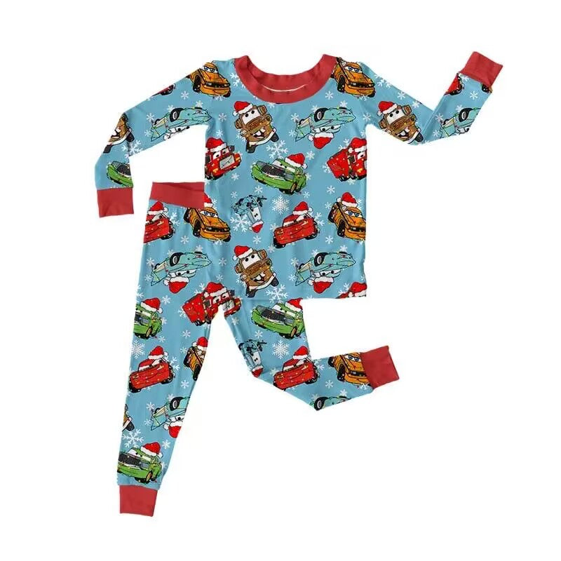 custom moq 5 eta 6-7weeks baby boy clothes Christmas red Long Sleeve Long Pants Set