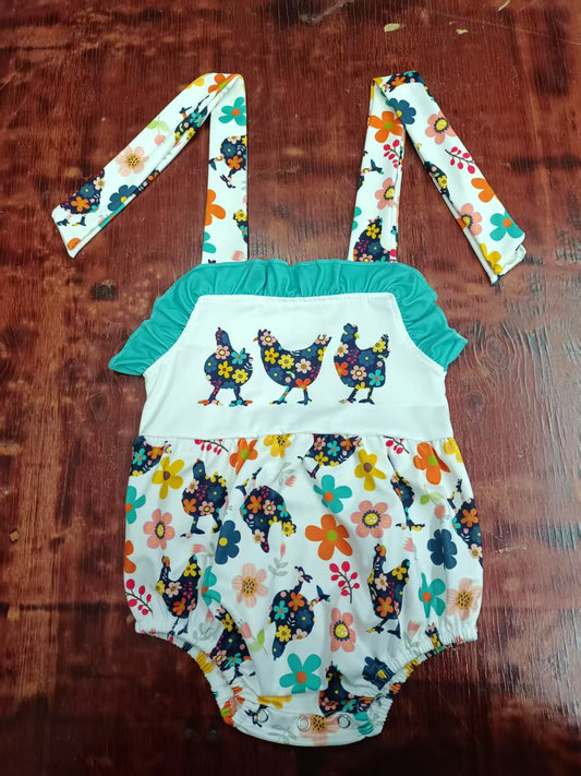 Custom moq 3 eta 6-7weeks baby girl clothes floral suspender romper