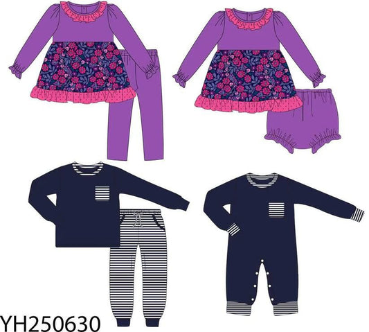 Custom moq 5 each style eta 6-7weeks baby girl clothes floral long sleeve pants set 2 and rompers and brief sets-25.8.28