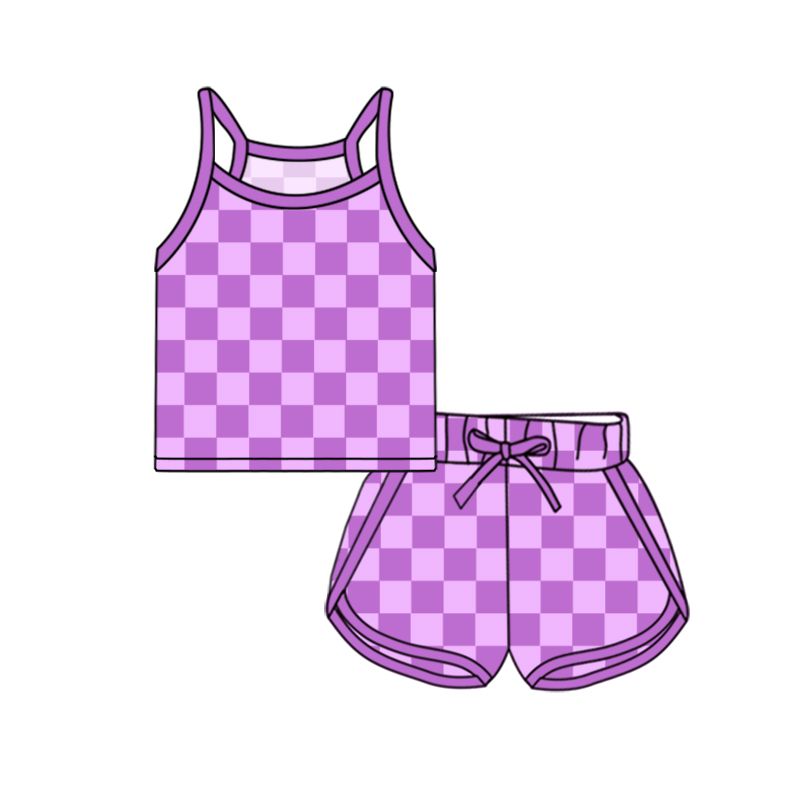 Custom moq 5 eta 5-6weeks Blue purple yellow plaid suit