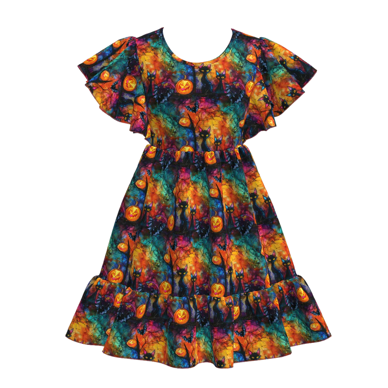Custom moq 5 each style eta 6-7weeks halloween baby girl short sleeve dress and adult dress-25.7.16