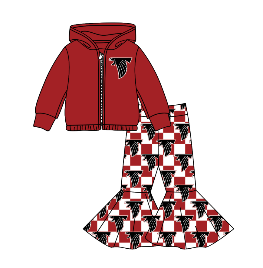 Custom moq 5 mix size milk silk summer teams baby girls clothes red hooded long sleeve pants sets-25.10.31