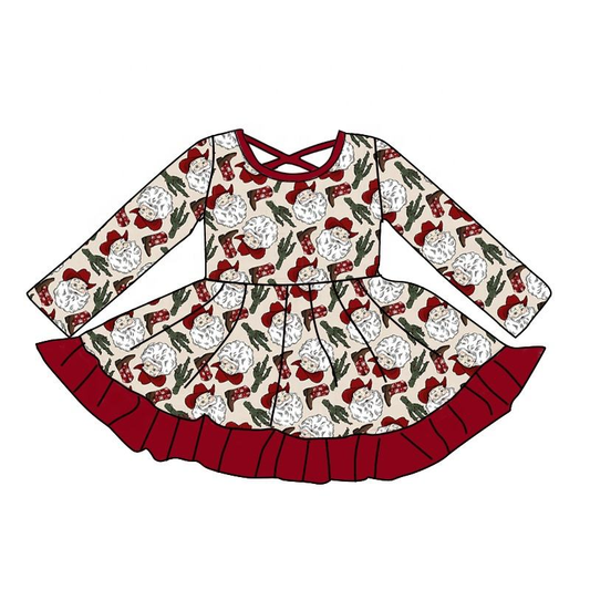 Custom moq 5 each style eta 6-7weeks baby girl clothes Christmas long sleeve dress-25.8.15