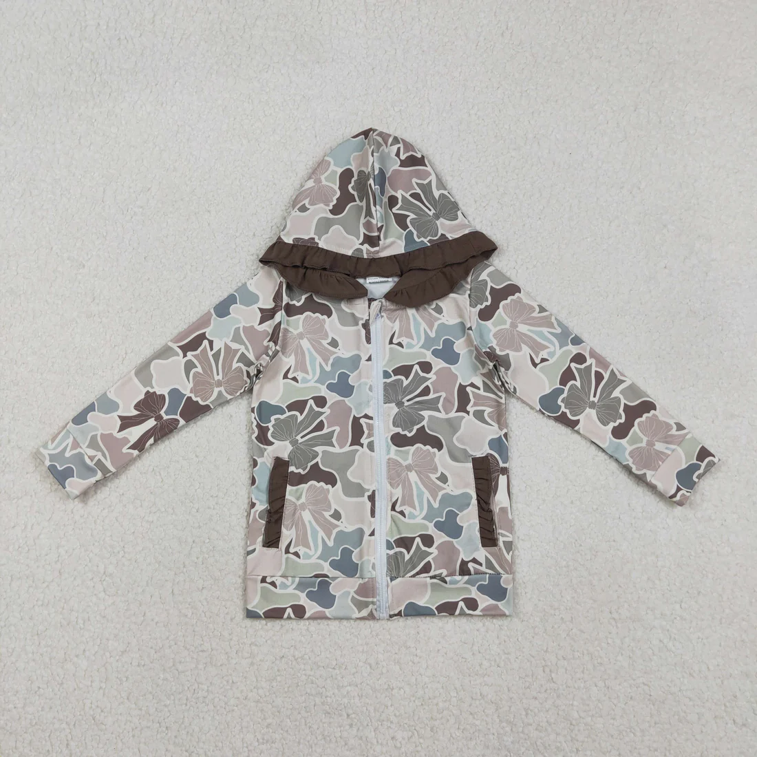 RTS NO MOQ Sibling Baby boys clothes camouflage zipper hooded long sleeve tops