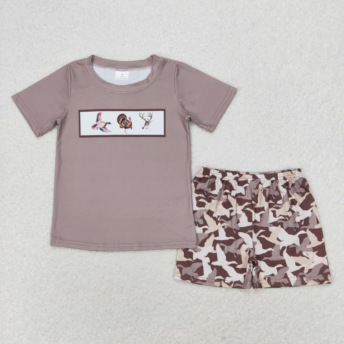 RTS NO MOQ Sibling Baby boy clothes camouflage Short Sleeve shorts Suits
