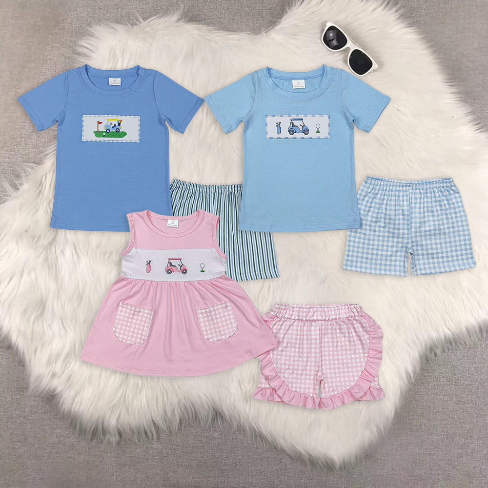 RTS Boys and girls embroidery Short Sleeve Shorts sets