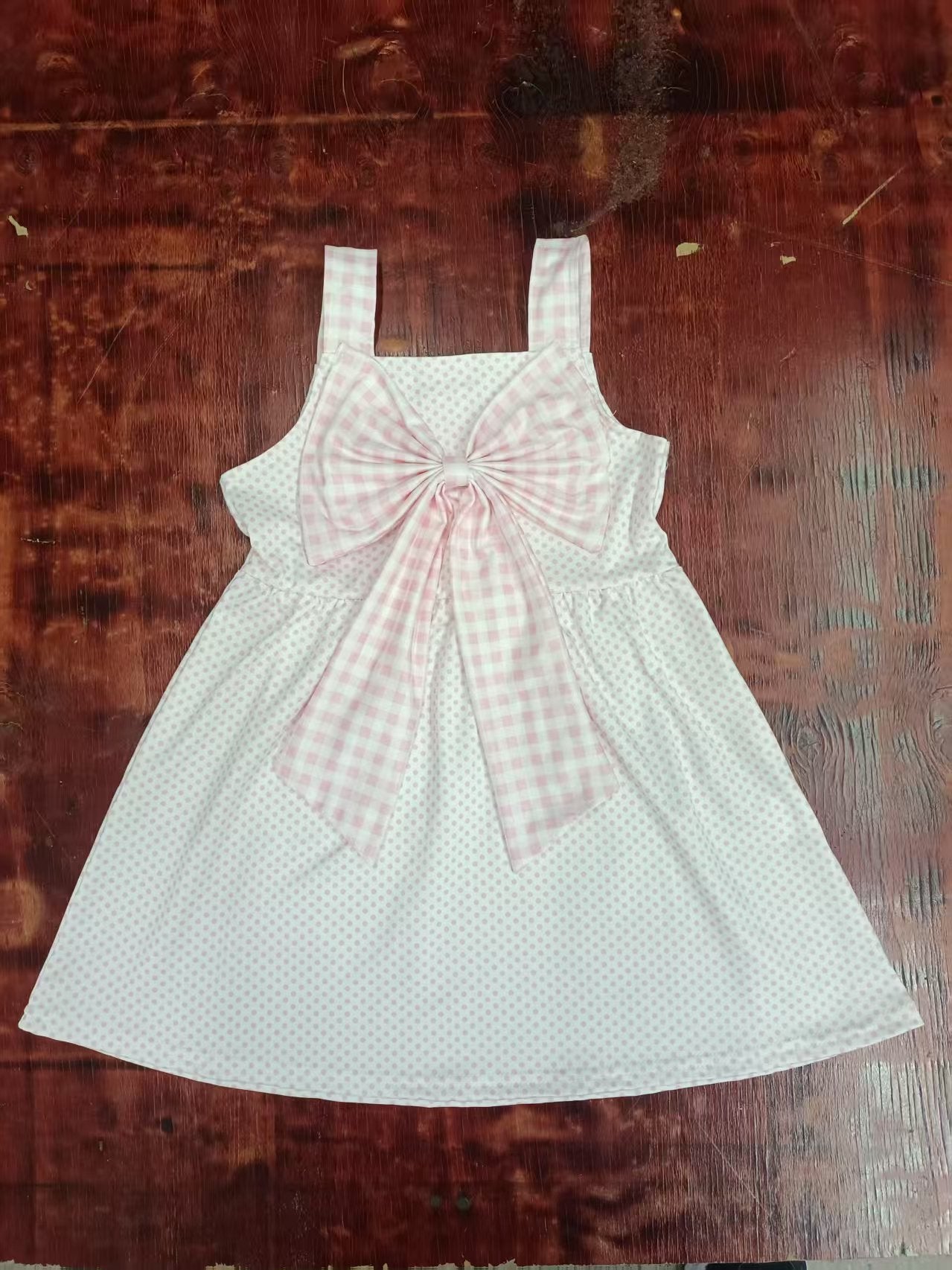 Custom moq 3 eta 6-7weeks baby girl clothes bow sleeveless dress
