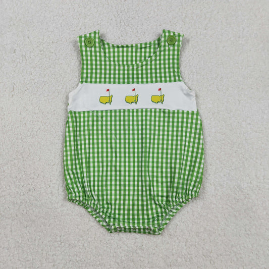 RTS NO MOQ（In Stock ) SR3454 Golf Course Red Flag Green Plaid Vest Jumpsuit