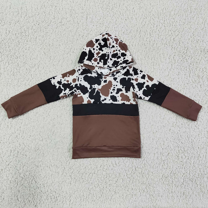 RTS NO MOQ Baby kid Leopard pullover hooded long sleeve top