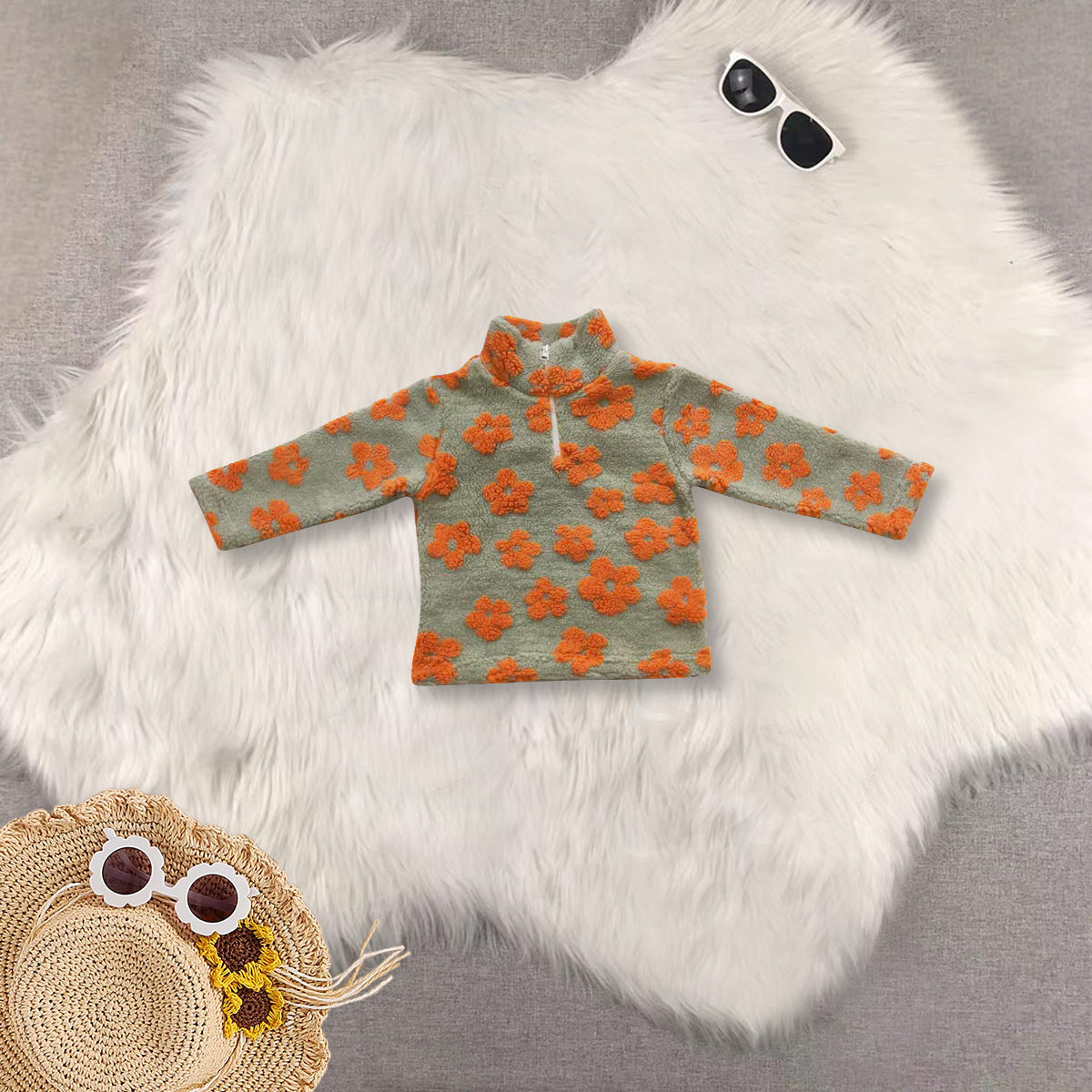 RTS NO MOQ Sibling baby girls clothes floral White Zipper Long Sleeve Tops