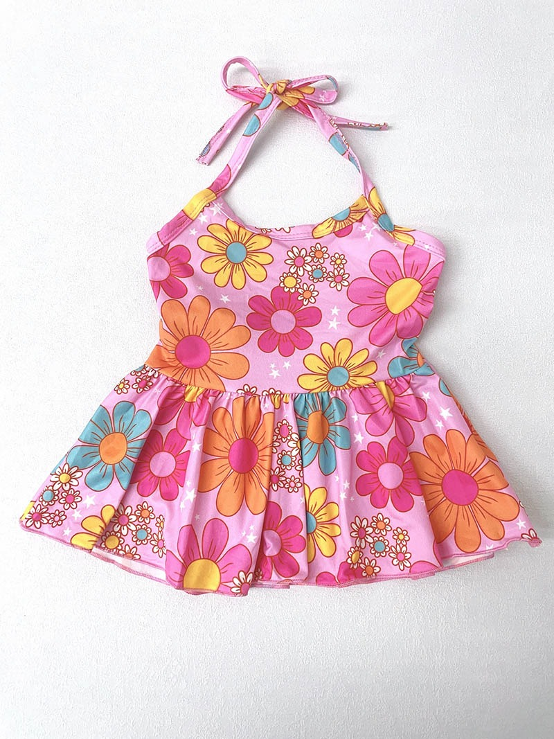 5.17custom each style moq 5eta 4-5week Summer flower fruit bow print shoulder skirt series
