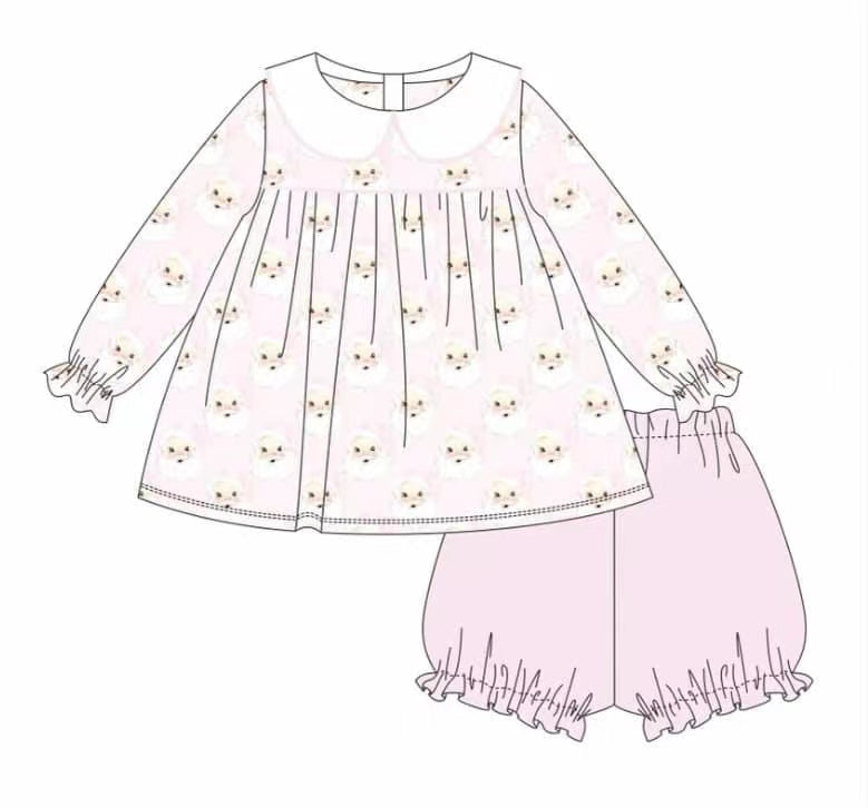 5.11custom each style moq 5eta 4-5week Sibling Sister cute grandpa prints pink girls set and baby romper and dress match family design
