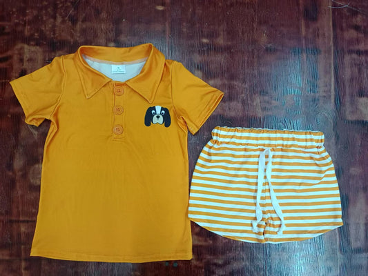 Custom moq 3 eta 6-7weeks baby boy clothes team orange short sleeve shorts sets