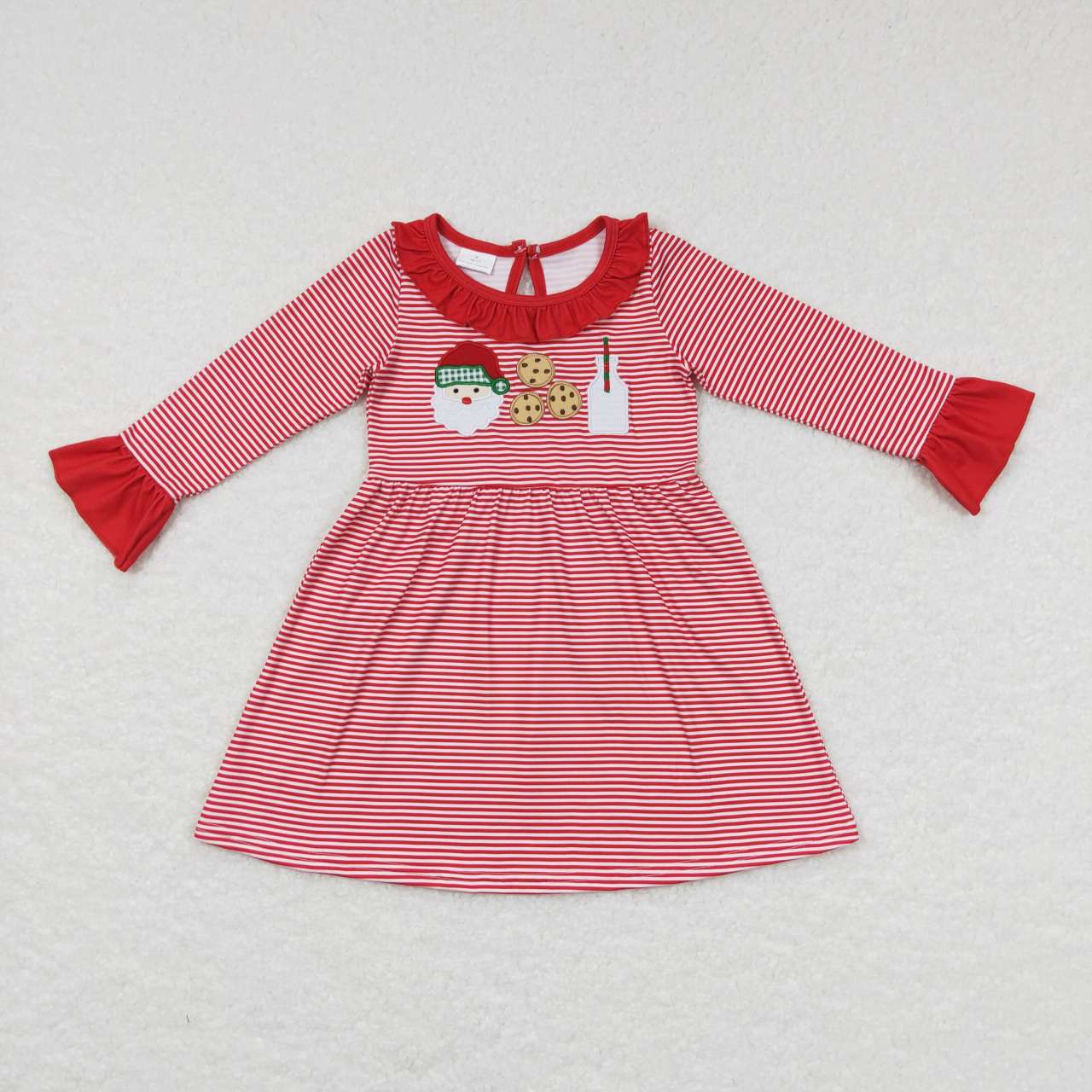 RTS Sibling baby girls clothes Christma Embroidery Santa long sleeve pants sets and rompers and dress and top