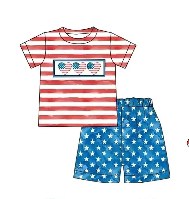 5.10custom each style moq 5eta 4-5week Sibling Sister love prints red-blue boys and girls outfits and baby romper match family design