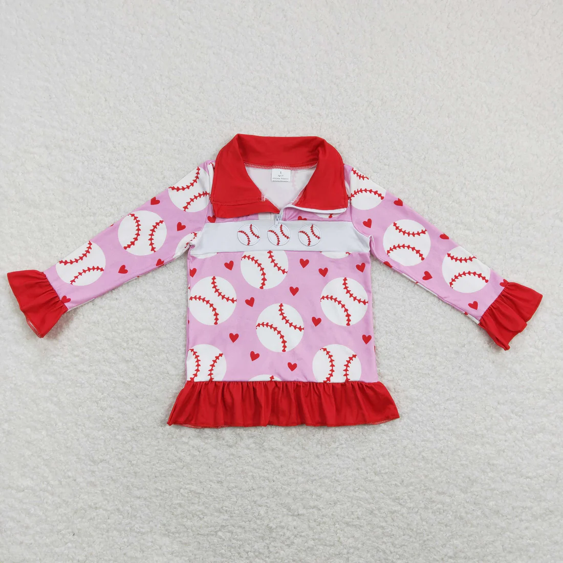 RTS NO MOQ Sibling baby girls boys clothes embroidery Valentine Long Sleeve tops