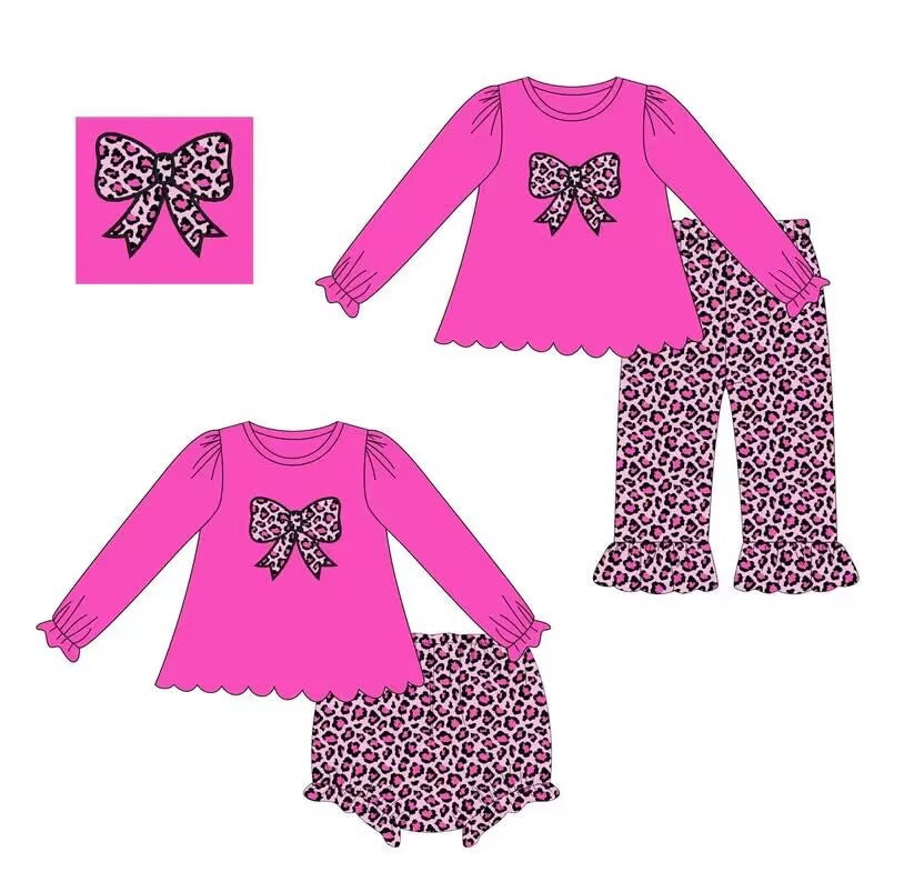 Custom moq 5 each style eta 6-7weeks baby girl clothes bow rose red long sleeve pants set and briefs sets-25.8.28