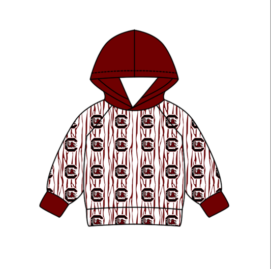 Custom moq 5 mix size milk silk summer team baby boys clothes dark red hooded long sleeve top-25.10.30
