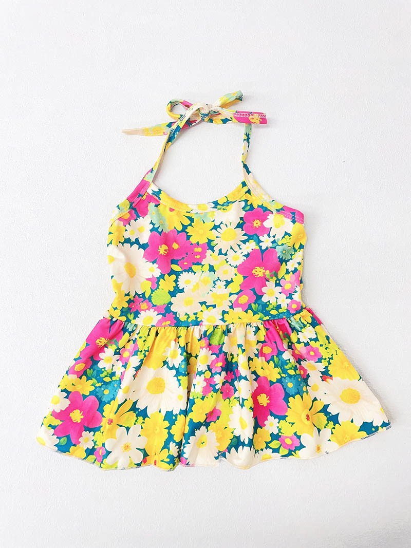 5.17custom each style moq 5eta 4-5week Summer flower fruit bow print shoulder skirt series