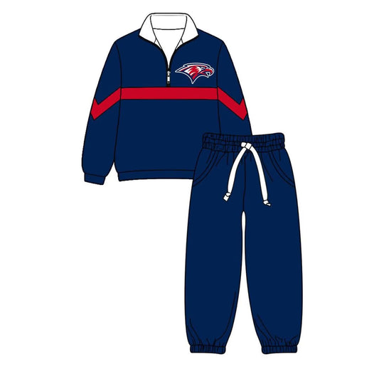 custom moq 5 mix size ASBU01  Baby Kids Boys Long-sleeved Pocket With Print Team Pnats Set