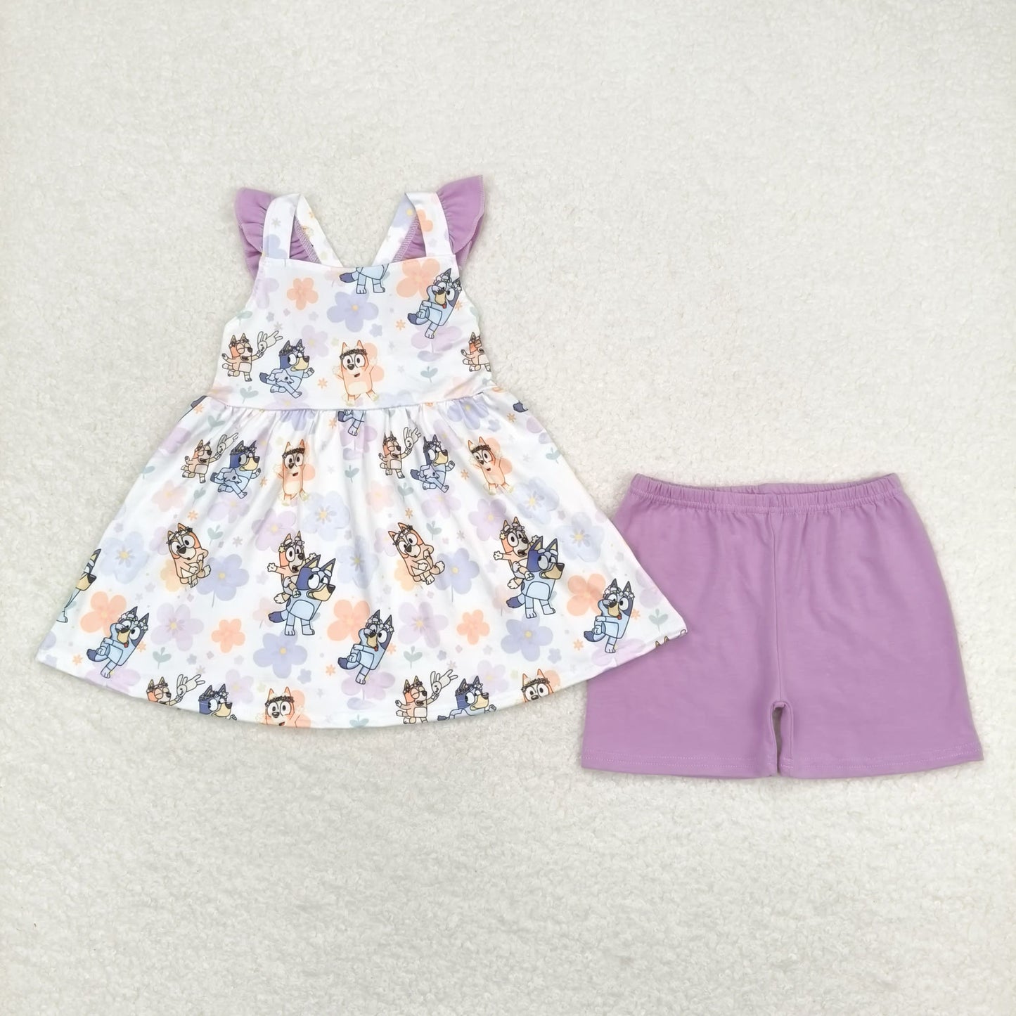 Cute Clothes GSSO0998 flower purple flying sleeve shorts suit