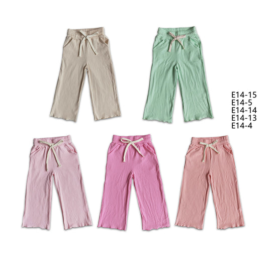 RTS NO MOQ Baby Girls Solid Drawstring Straight Pocket Pants