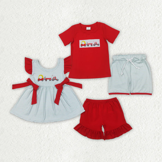 RTS NO MOQ baby boys Clothes embroidery short sleeve shorts Sets
