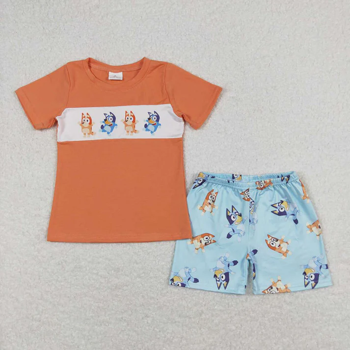 RTS Baby Girls Dogs Boys Sibling Summer Shorts Outfits Clothes Sets