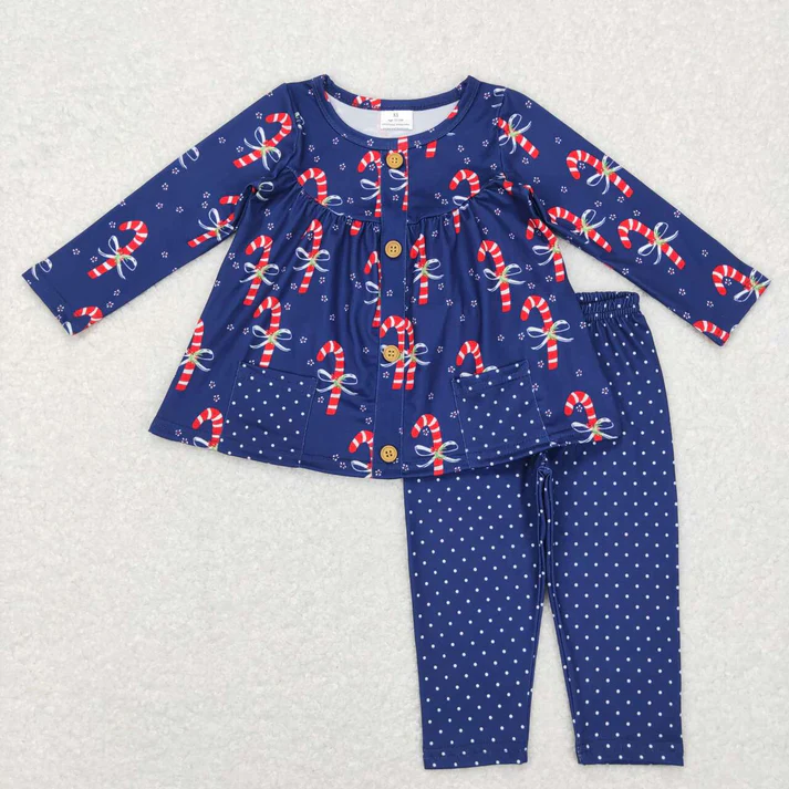 RTS NO MOQ Baby Girls Christmas Pocket Sibling Legging Pants Clothing Sets