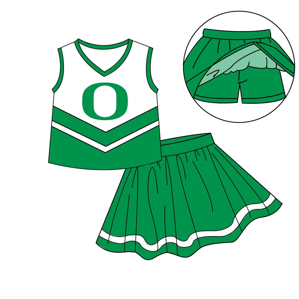 Custom moq 5 mix size milk silk eta 6-8weeks summer teams green baby girls clothes team sleeveless skirts shorts sets-25.7.9
