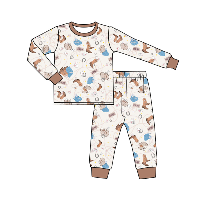 10.11 custom each style moq 5eta 4-6week Sibling Sister cowboy boots brown baby boys sets and rompers match family design