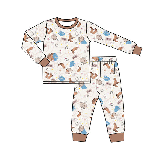 10.11 custom each style moq 5eta 4-6week Sibling Sister cowboy boots brown baby boys sets and rompers match family design
