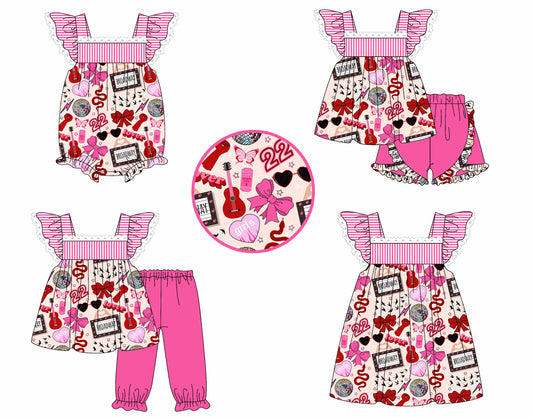 4.7 custom each style moq 5eta 4-6week Sibling Sisters bow baby girl short sleeve pants sets and shorts sets and dress and rompers match family design